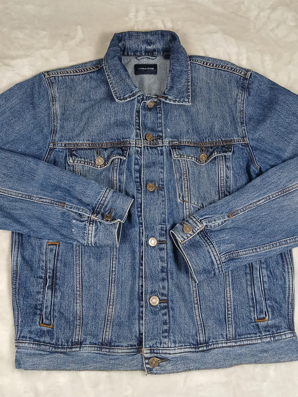 J. Crew Denim Trucker Jacket Men's M Distressed Blue